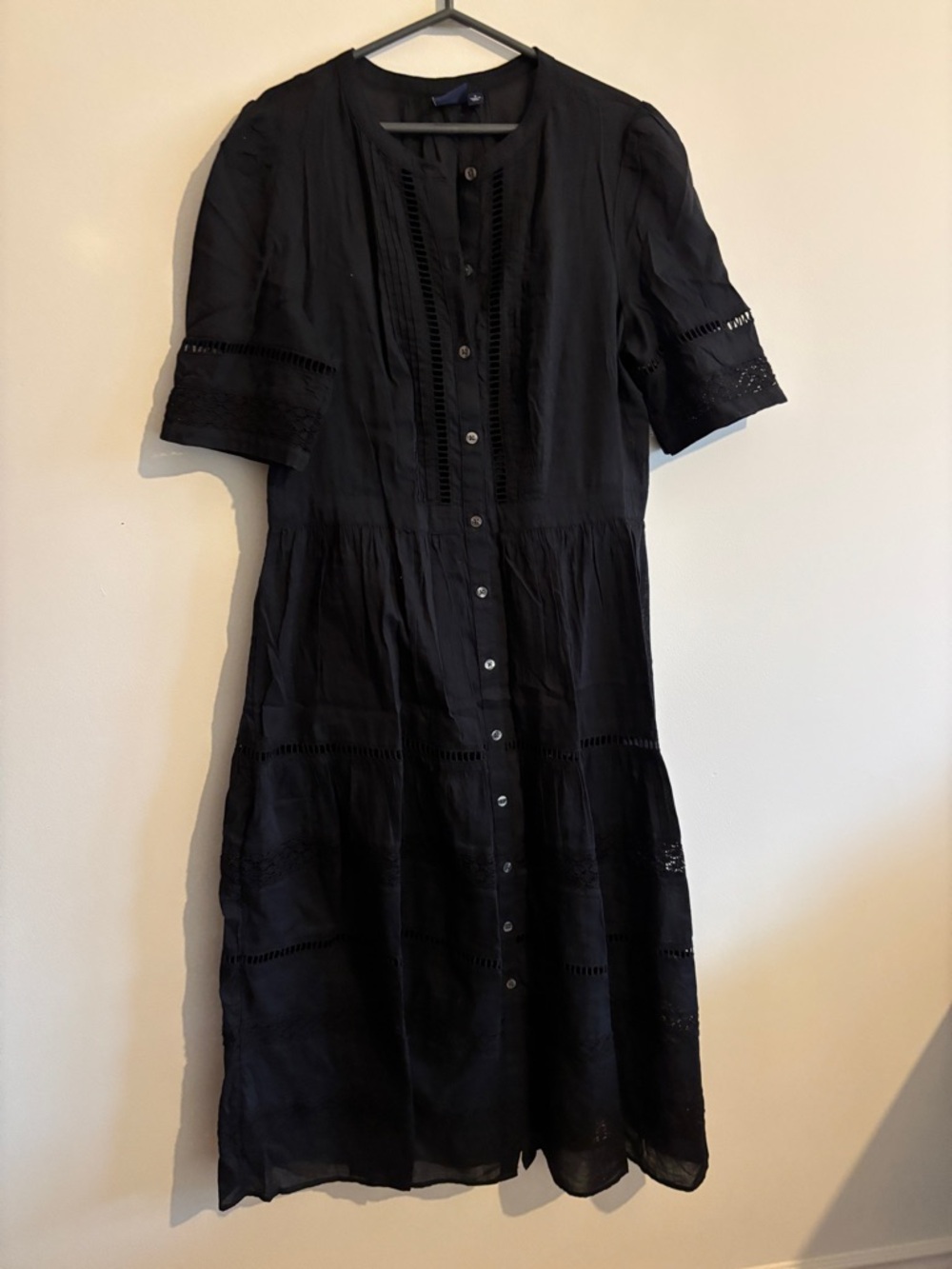 GAP Black Button-Front Dress with Eyelet Detail